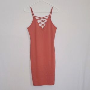 Body con dress with crisscross detail
